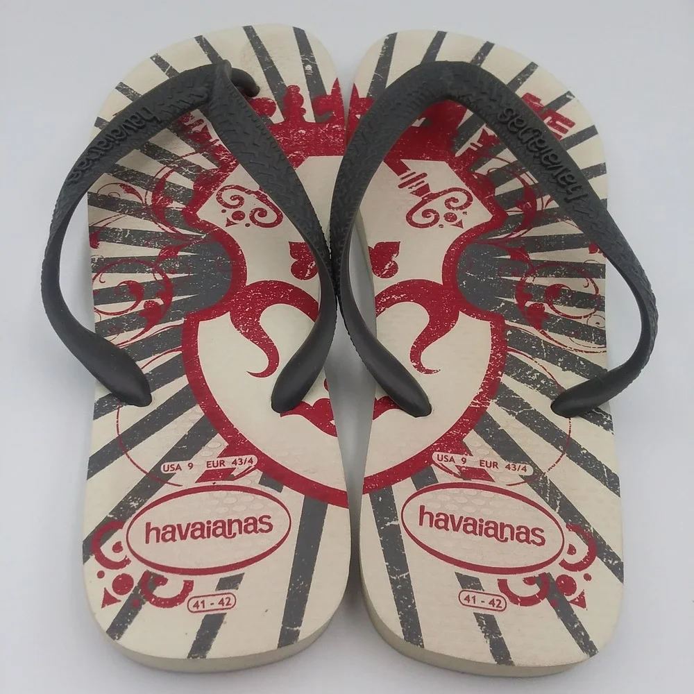 Havaianas Flip Flops Graphic‎ Print Thong Sandals Beach Pool Slides US9 EUR41/42